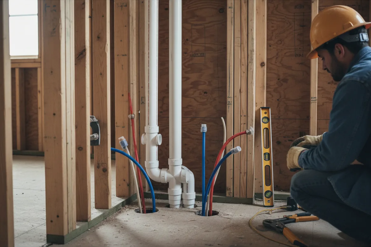 Drain and supply rough-in during Sump Pump Repair in Stinnett